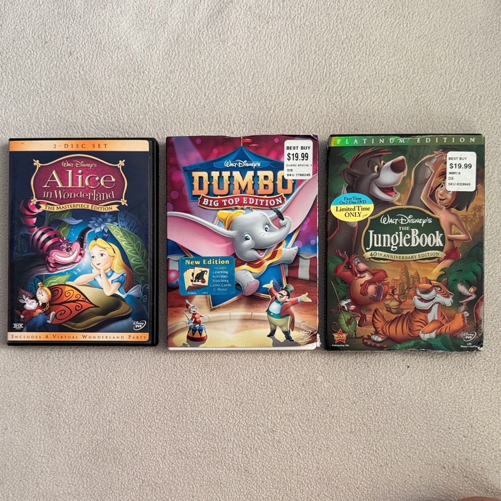 Walt Disney Video Classics Alice in Wonderland, Dumbo & The Junglebook DVD Set